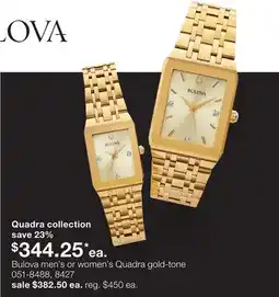 JC Penney Quadra collection Bulova men's or women's Quadra gold-tone offer