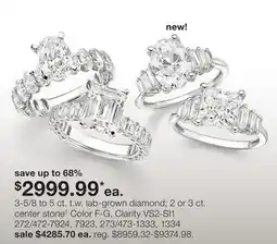 JC Penney 3-5/8 to 5 ct. t.w. lab-grown diamond 2 or 3 ct. center stone◊ offer
