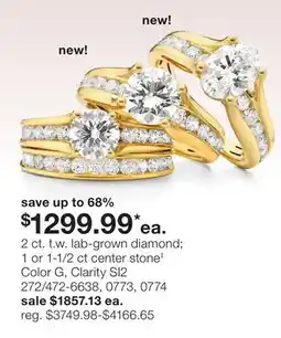 JC Penney 2 ct. t.w. lab-grown diamond 1 or 1-1/2 ct center stone‡ offer