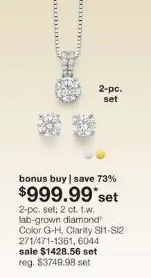 JC Penney 2-pc. set 2 ct. t.w. lab-grown diamond‡ Color G-H, Clarity SI1-SI2 offer