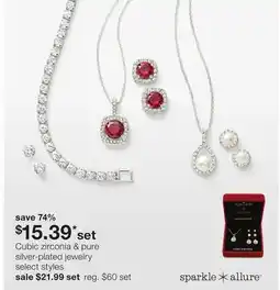JC Penney Cubic zirconia & pure silver-plated jewelry offer