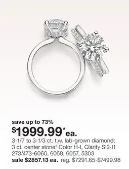 JC Penney 3-1/7 to 3-1/3 ct. t.w. lab-grown diamond 3 ct. center stone◊ offer