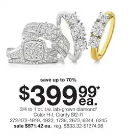 JC Penney 3/4 to 1 ct. t.w. lab-grown diamond§ offer