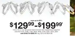 JC Penney 1/5 to 1/2 ct. t.w. lab-grown diamond &/or lab-created blue sapphire§ offer