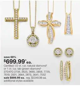 JC Penney Certified 1/2 ct. t.w. natural diamond◊ or 1 ct. t.w. lab-grown diamond‡ offer