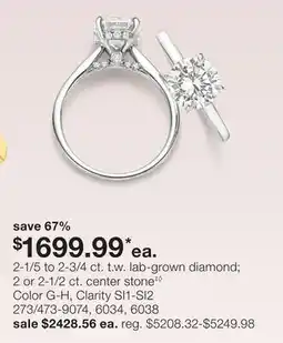 JC Penney 2-1/5 to 2-3/4 ct. t.w. lab-grown diamond 2 or 2-1/2 ct. center stone‡◊ offer