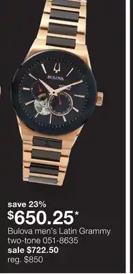 JC Penney Bulova men's Latin Grammy two-tone offer
