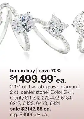 JC Penney 2-1/4 ct. t.w. lab-grown diamond 2 ct. center stone◊ offer