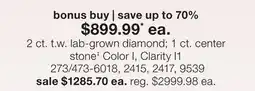 JC Penney 2 ct. t.w. lab-grown diamond 1 ct. center stone‡ Color I, Clarity I1 offer