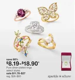 JC Penney Pure silver-plated rings offer