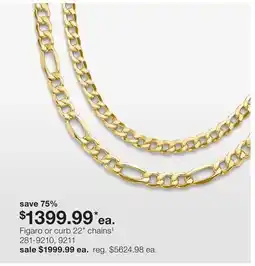 JC Penney Figaro or curb 22 chains‡ offer