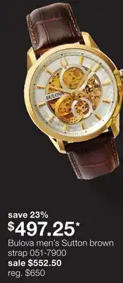 JC Penney Bulova men's Sutton brown strap offer