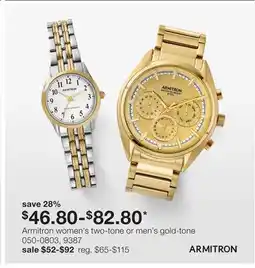 JC Penney Armitron women's two-tone or men's gold-tone offer