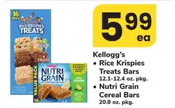 ACME Kellogg's • Rice Krispies Treats Bars 12.1-12.4 oz. pkg. • Nutri Grain Cereal Bars 20.8 oz. pkg offer