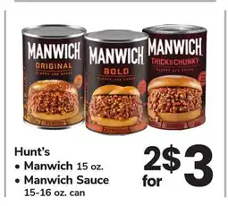 ACME Hunt's Manwich 15 oz., Manwich Sauce 15-16 oz. can offer
