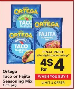 ACME Ortega Taco or Fajita Seasoning Mix offer