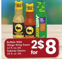 ACME Buffalo Wild Wings Wing Sauce 12 fl. oz. btl. Subway Sauces 16 fl. oz. btl offer