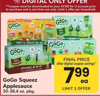 ACME GoGo Squeez Applesauce offer