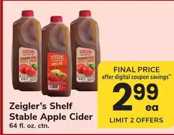ACME Zeigler's Shelf Stable Apple Cider offer