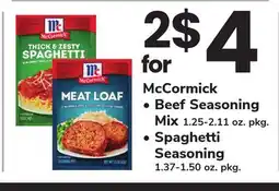 ACME McCormick Beef Seasoning Mix 1.25-2.11 oz. pkg. Spaghetti Seasoning 1.37-1.50 oz. pkg offer