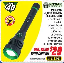 Big 5 Kodiak Kraken Rechargeable 6000 Lumen Flashlight offer