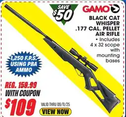 Big 5 Gamo Black Cat Whisper .177 Cal. Air Rifle offer