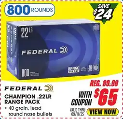 Big 5 Federal Champion 22LR 800-Round Range Pack offer