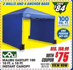 Big 5 Yoli Malibu EasyLift 100 10' x 10' Straight Leg Instant Canopy Value Pack offer