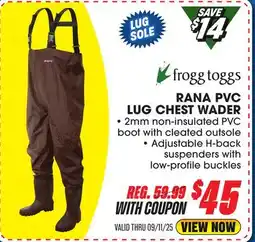 Big 5 Frogg Toggs Men's Rana PVC Lug Chest Wader offer