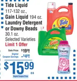 Smart & Final Tide Liquid, Gain Liquid Laundry Detergent or Downy Beads offer