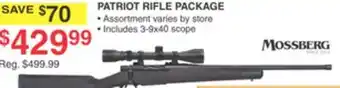 Dunham's Sports MOSSBERG PATRIOT RIFLE PACKAGE offer