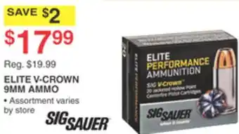 Dunham's Sports SIG SAUER ELITE V-CROWN 9MM AMMO offer