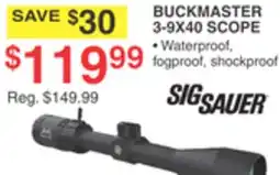 Dunham's Sports SIG SAUER BUCKMASTER 3-9X40 SCOPE offer