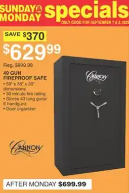 Dunham's Sports CANNON 49 GUN FIREPROOF SAFE offer