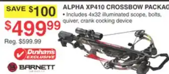 Dunham's Sports BARNETT ALPHA XP410 CROSSBOW PACKAGE offer