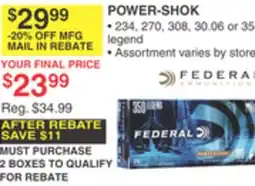 Dunham's Sports FEDERAL AMMUNITION REBATE POWER-SHOK offer
