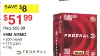 Dunham's Sports FEDERAL 9MM AMMO offer