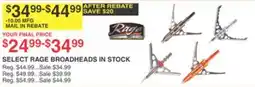 Dunham's Sports SELECT RAGE BROADHEADS IN STOCK offer