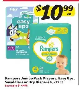 Winn Dixie Pampers Jumbo Pack Diapers, Easy Ups, Swaddlers or Dry Diapers offer