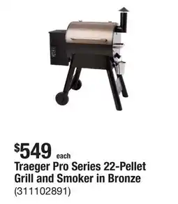 The Home Depot Traeger Pro Series 22-Pellet Grill and Smoker in Bronze offer
