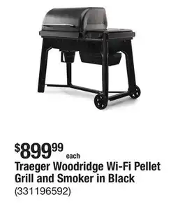 The Home Depot Traeger Woodridge Wi-Fi Pellet Grill and Smoker in Black offer