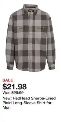 Cabela's New! RedHead Sherpa-Lined Plaid Long-Sleeve Shirt for Men offer