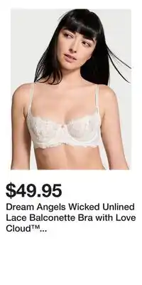 Victoria's Secret Dream Angels Wicked Unlined Lace Balconette Bra with Love Cloud Innovation offer