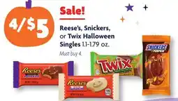 Family Dollar Reese's, Snickers, or Twix Halloween Singles offer