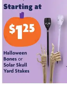 Family Dollar Halloween Bones or Solar Skull Yard Stakes offer