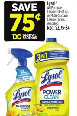 Dollar General Lysol All Purpose Cleaner 19-32 oz. or Multi-Surface Cleaner 28 oz offer