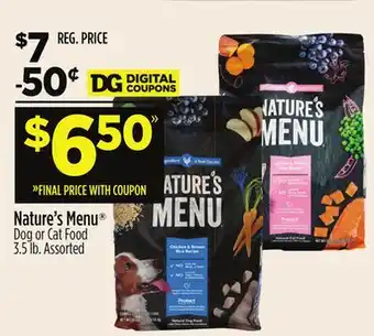 Dollar General Nature's Menu Dog or Cat Food offer