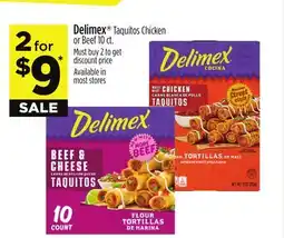 Dollar General Delimex Taquitos Chicken or Beef offer