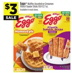 Dollar General Eggo Waffles Assorted or Cinnamon French Toaster Sticks offer