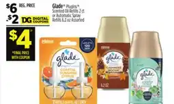 Dollar General Glade PlugIns Scented Oil Refills 2 ct. or Automatic Spray Refills 6.2 oz offer
